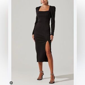 ASTR the label cutout long sleeve midi dress